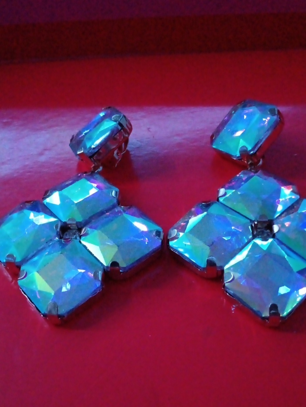 Aurora Blue Crystal Drop Earrings(clip-on) - Women Jewelry